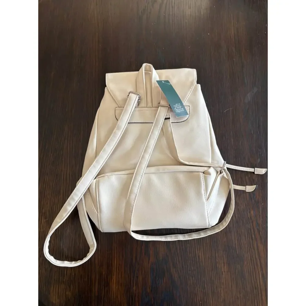 Wild Fable Cream Faux Leather Studded Mini Backpack Purse NWT Drawstring